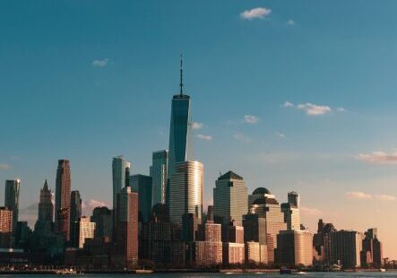 A view of the skyline of new york city.
